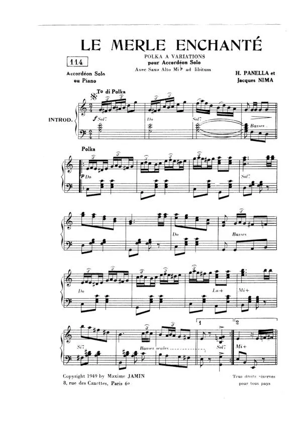 télécharger la partition d'accordéon Le merle enchanté (Polka à Variations) au format PDF