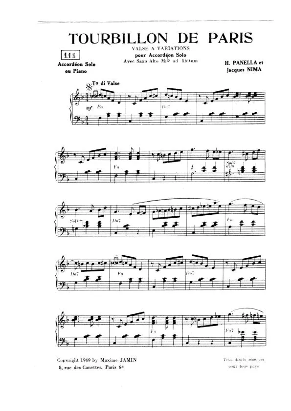 télécharger la partition d'accordéon Tourbillon de Paris (Valse à Variations) au format PDF