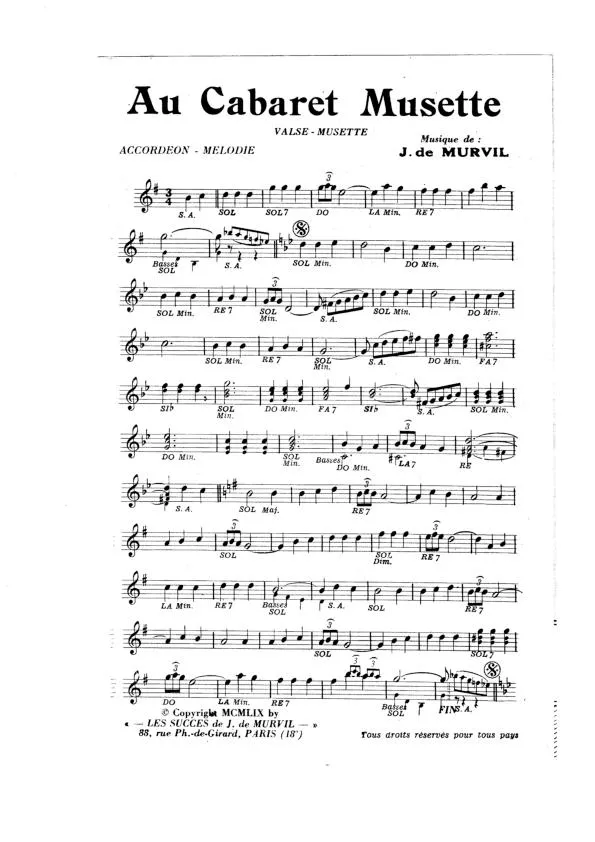 télécharger la partition d'accordéon Au cabaret musette (Orchestration) (Valse Musette) au format PDF