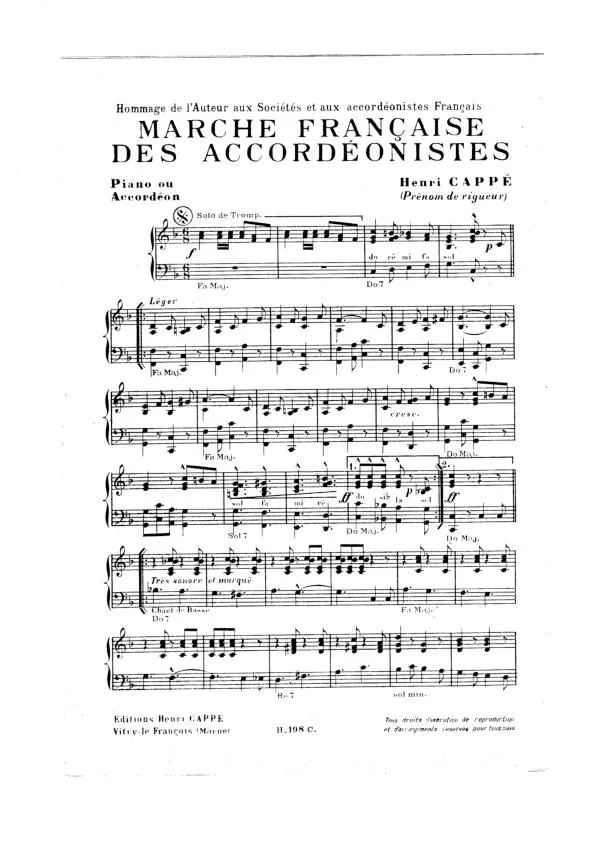 télécharger la partition d'accordéon Marche Française des accordéonistes (Orchestration Complète) au format PDF