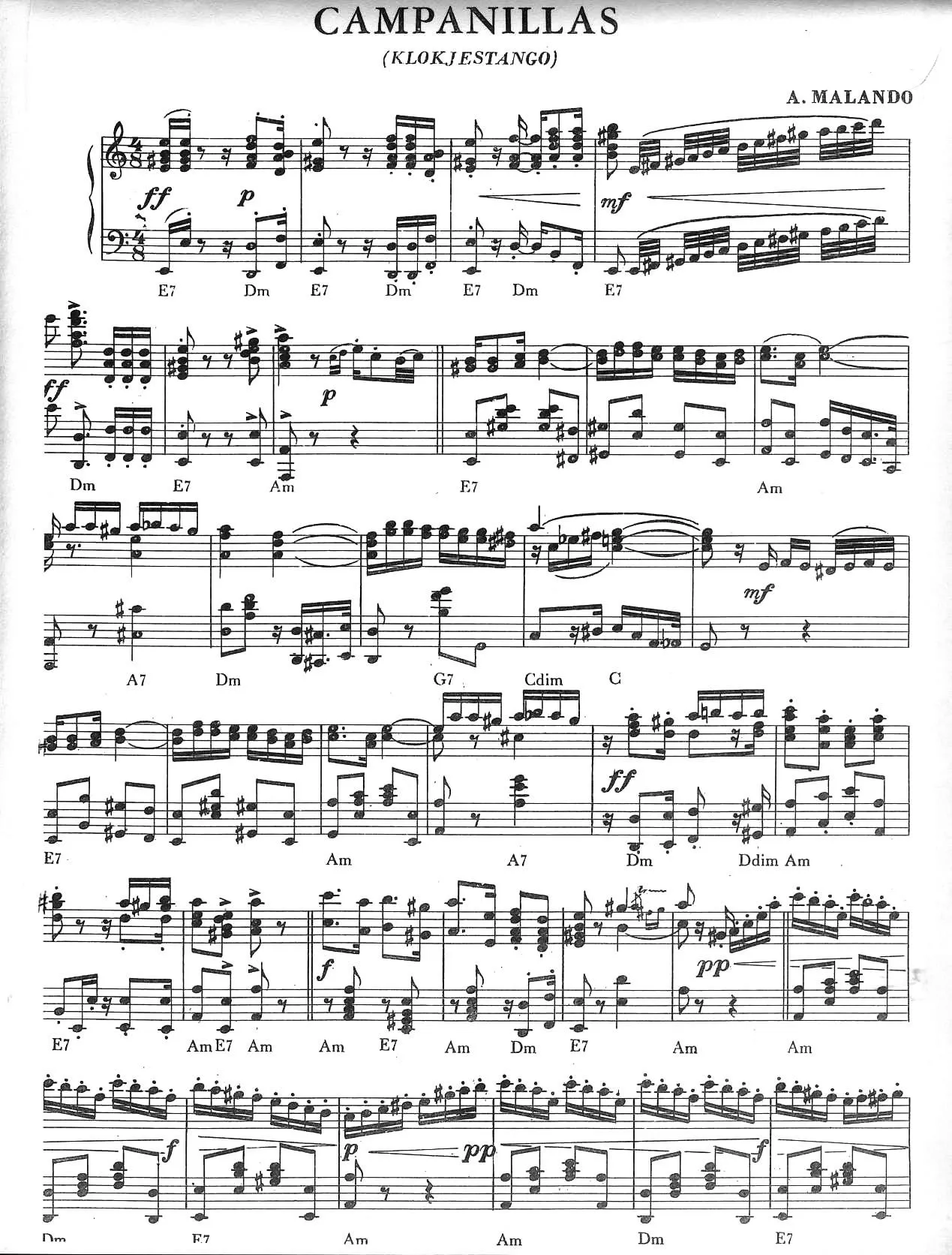 télécharger la partition d'accordéon Campanillas (Tango) au format PDF