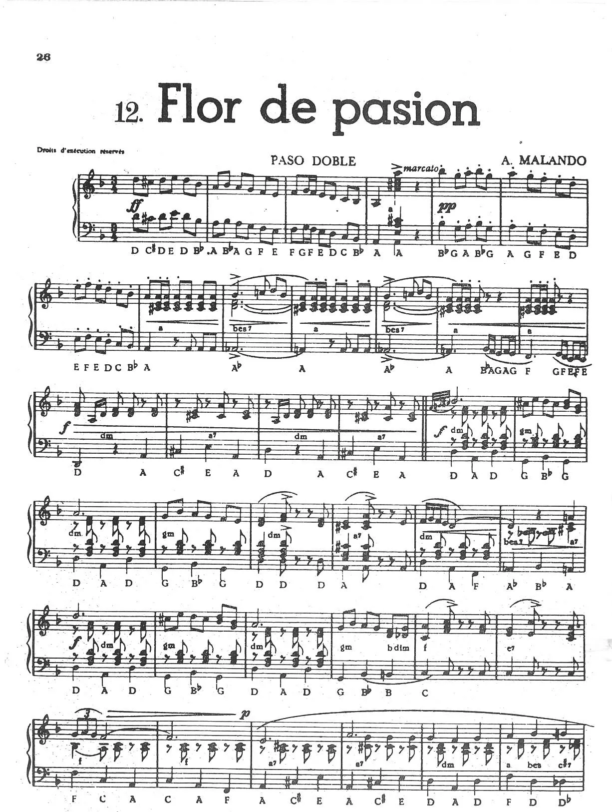 télécharger la partition d'accordéon Flor de pasion (Paso Doble) au format PDF