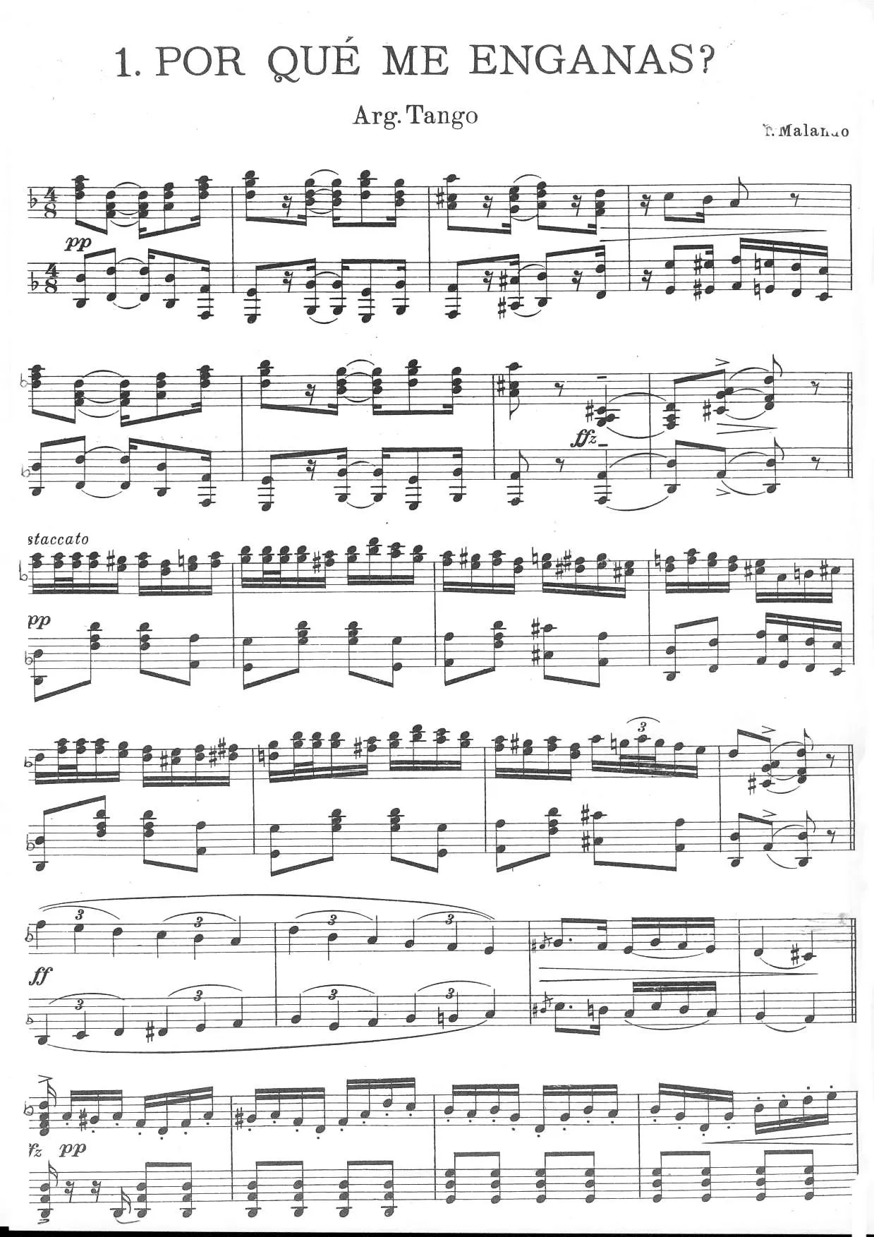 télécharger la partition d'accordéon Por qué me enganas (Tango Argentin) au format PDF