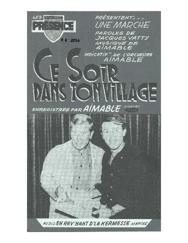 télécharger la partition d'accordéon Ce soir dans ton village (Orchestration Complète) (Marche Indicatif de l'orchestre Aimable) au format PDF