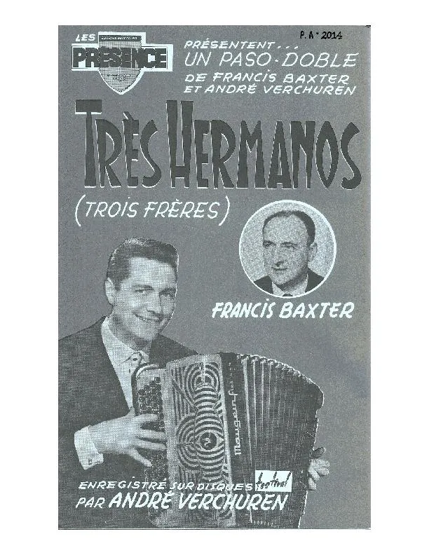 télécharger la partition d'accordéon Très Hermanos (Trois frères) (Orchestration Complète) (Paso Doble) au format PDF