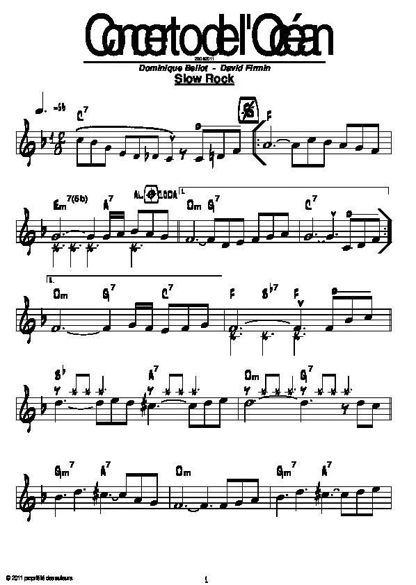 télécharger la partition d'accordéon Concerto de l'océan (Slow Rock) au format PDF