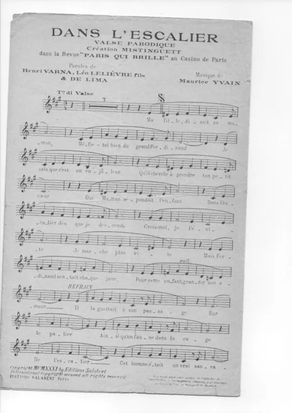 télécharger la partition d'accordéon Dans l'escalier (Valse Parodique Chantée) au format PDF