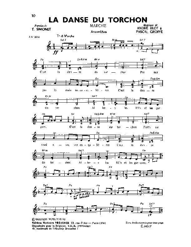 télécharger la partition d'accordéon La danse du torchon (Marche) au format PDF