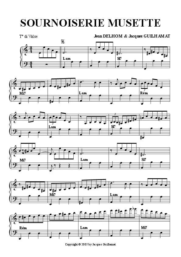 télécharger la partition d'accordéon Sournoiserie Musette (Valse) au format PDF