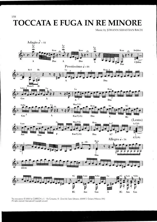 télécharger la partition d'accordéon Toccata e fuga in re minore au format PDF