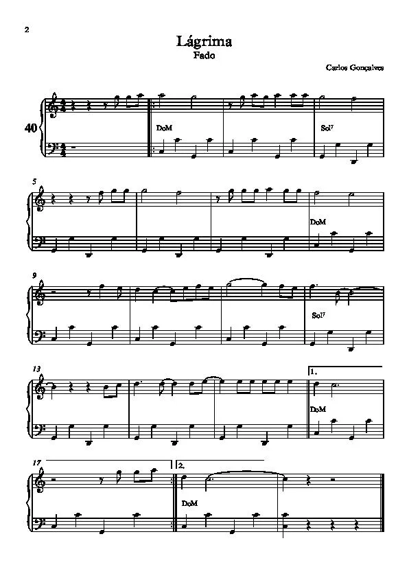 télécharger la partition d'accordéon Lágrima (Fado) au format PDF