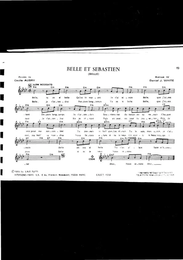 télécharger la partition d'accordéon Belle et Sébastien (Belle) au format PDF