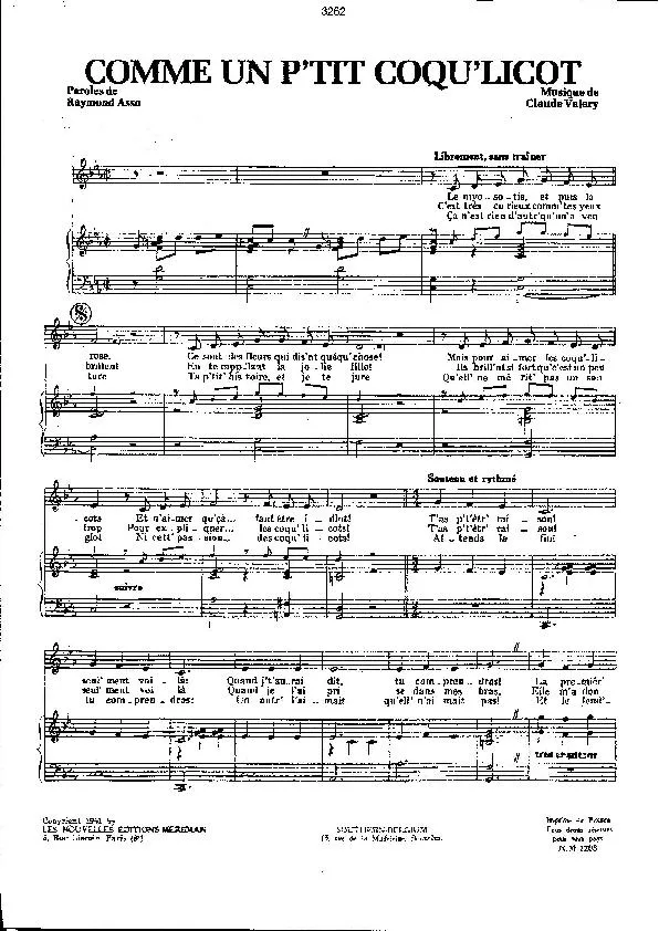 télécharger la partition d'accordéon Comme un p'tit coquelicot (Chant : Mouloudji / Les Compagnons de la Chanson)  au format PDF