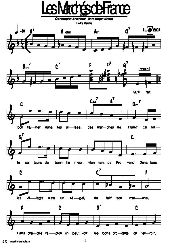 télécharger la partition d'accordéon Les marchés de France (Polka Marche) au format PDF