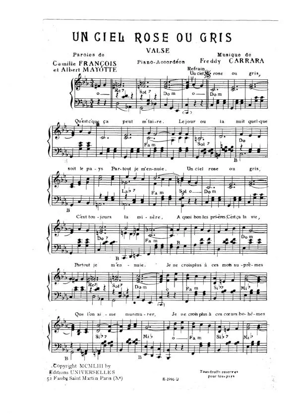 télécharger la partition d'accordéon Un ciel rose ou gris (Valse Chantée) au format PDF