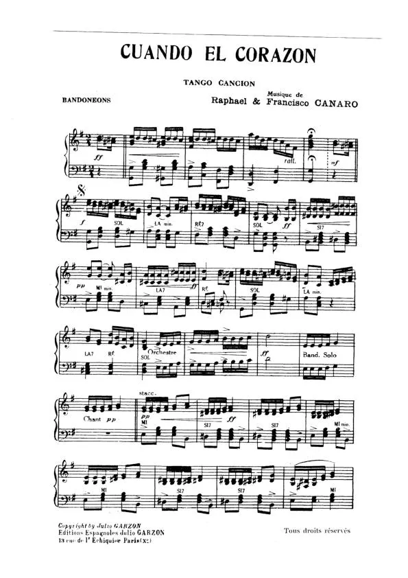 télécharger la partition d'accordéon Cuando el corazon (Tango) au format PDF