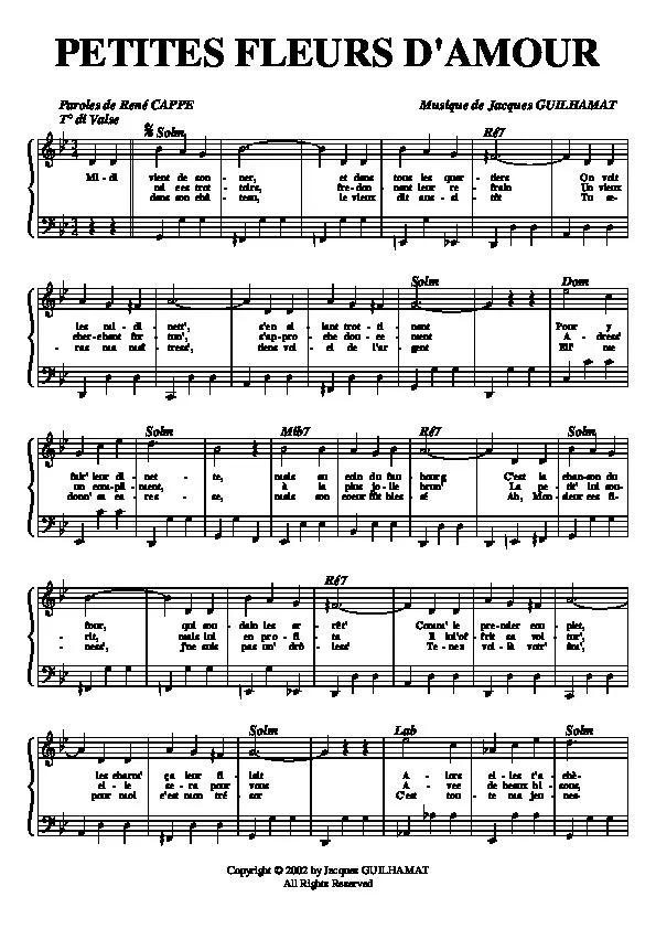 télécharger la partition d'accordéon Petites fleurs d'amour (Valse Chantée) au format PDF