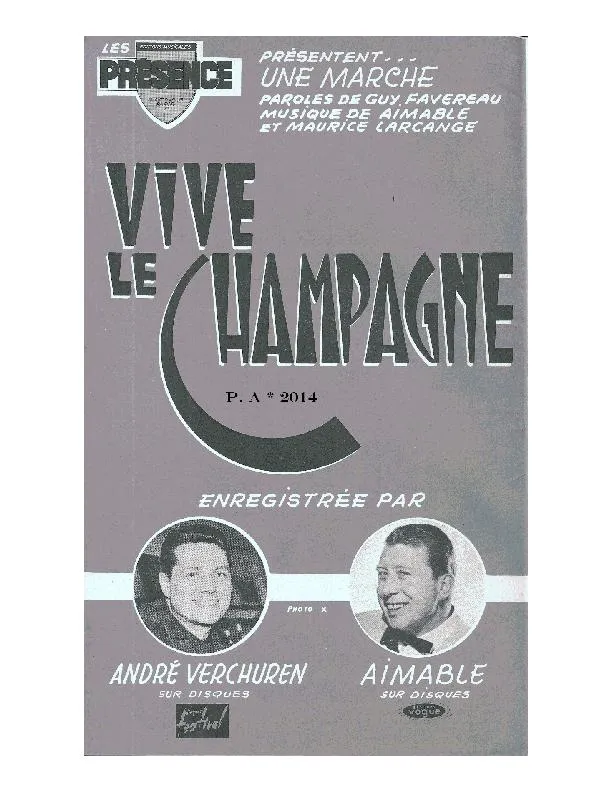 télécharger la partition d'accordéon Vive le champagne (Marche) au format PDF