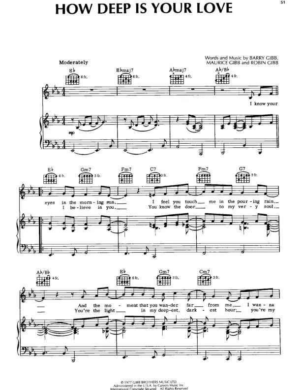 télécharger la partition d'accordéon How deep is your love au format PDF
