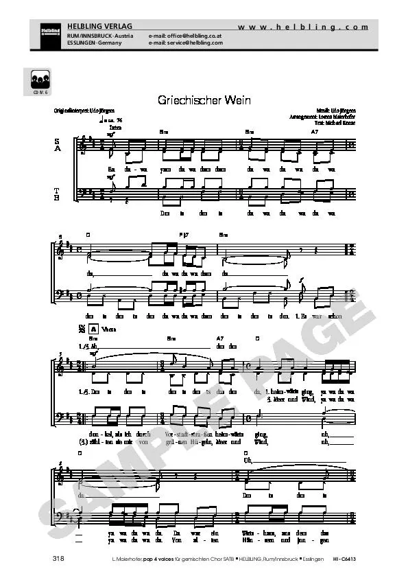 télécharger la partition d'accordéon Griechischer Wein au format PDF