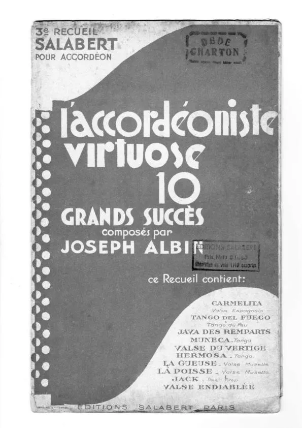télécharger la partition d'accordéon Recueil n°3 : L'Accordéoniste virtuose : 10 Grands Succès composés par Joseph Albin au format PDF
