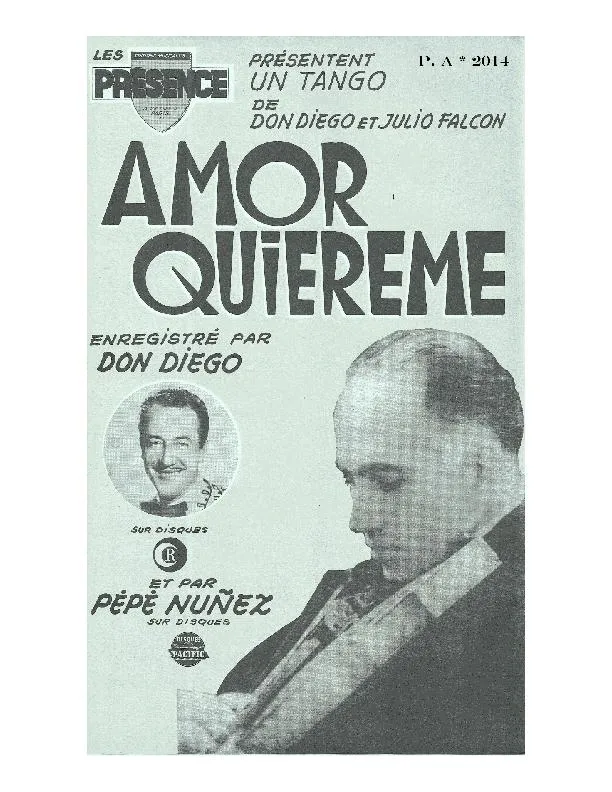 télécharger la partition d'accordéon Amor Quiereme (Tango) au format PDF