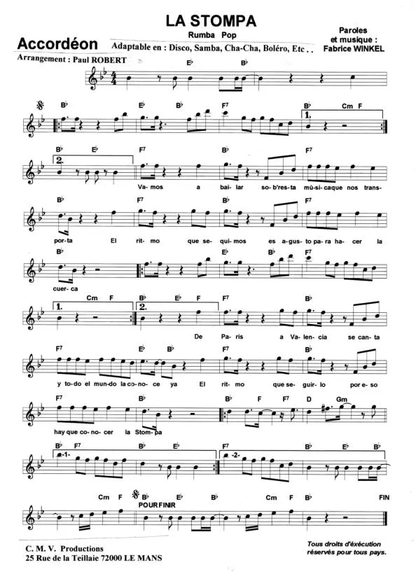 télécharger la partition d'accordéon La Stompa (Rumba Pop) au format PDF
