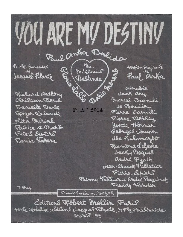 télécharger la partition d'accordéon Tu m'étais destinée (You are my destiny) au format PDF