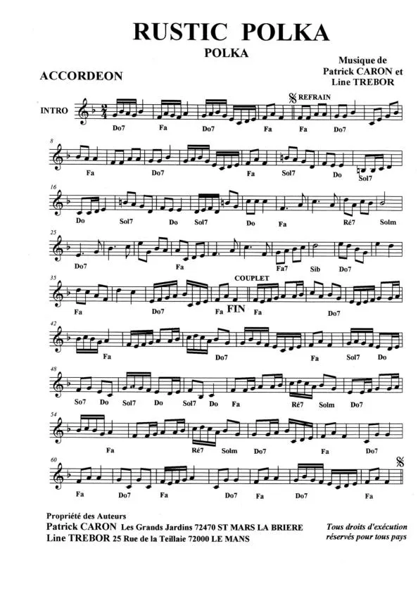 télécharger la partition d'accordéon Rustic Polka au format PDF