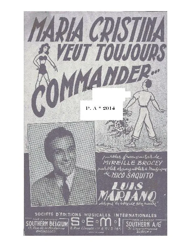 télécharger la partition d'accordéon Maria Cristina veut toujours commander (Maria Cristina) (Chant : Luis Mariano) (Guaracha) au format PDF