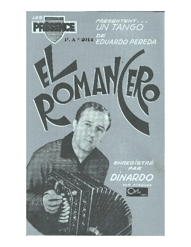 télécharger la partition d'accordéon El Romancero (Enregistré par Jean Dinardo) (Orchestration Complète) (Tango) au format PDF