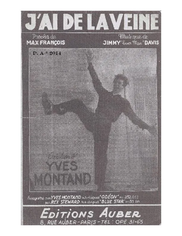 télécharger la partition d'accordéon J'ai de la veine (I'm the luckiest fool In the world) (Chant : Yves Montand) au format PDF