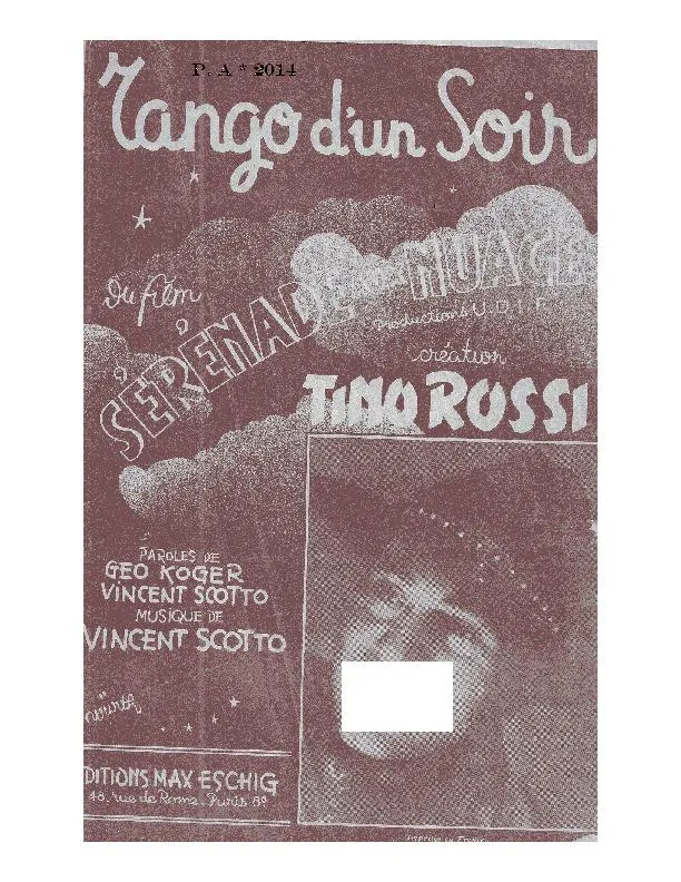 télécharger la partition d'accordéon Tango d'un soir (Du film : Sérénade aux nuages) au format PDF