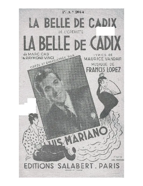 télécharger la partition d'accordéon La belle de Cadix (Valse Espagnole) au format PDF