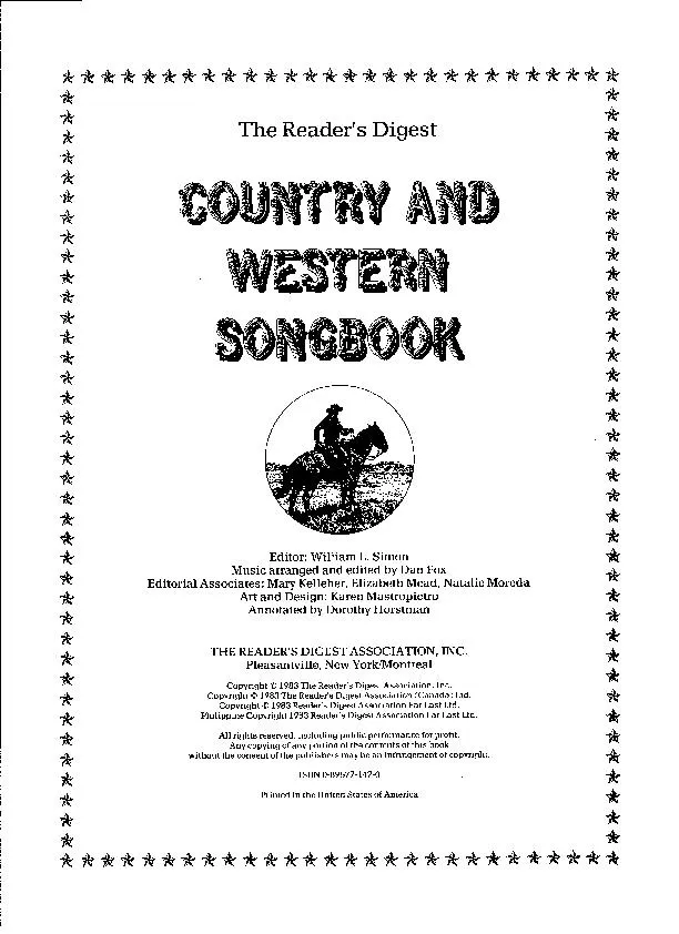 télécharger la partition d'accordéon Country and Western songbook au format PDF