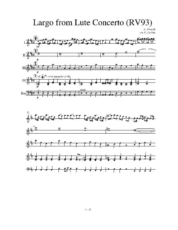 télécharger la partition d'accordéon Largo from Lute Concerto (RV 93) (Arrangement Paul de Bra) (Orchestration) au format PDF