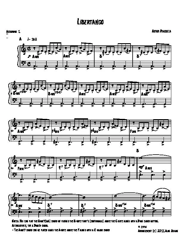télécharger la partition d'accordéon Libertango (Arrangement Alan Zisma) (1er + 2ème Accordéon) au format PDF
