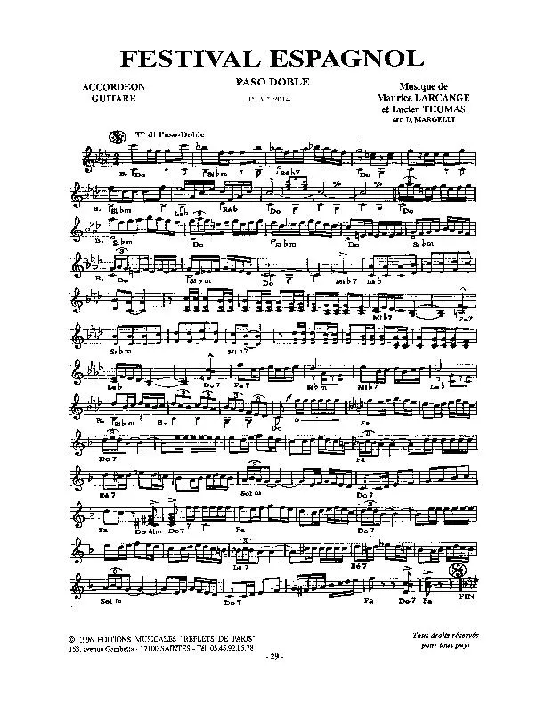 télécharger la partition d'accordéon Festival Espagnol (Arrangement : Dino Margelli) (Paso Doble) au format PDF