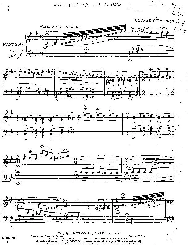 télécharger la partition d'accordéon Rhapsody in blue (Piano Solo) au format PDF