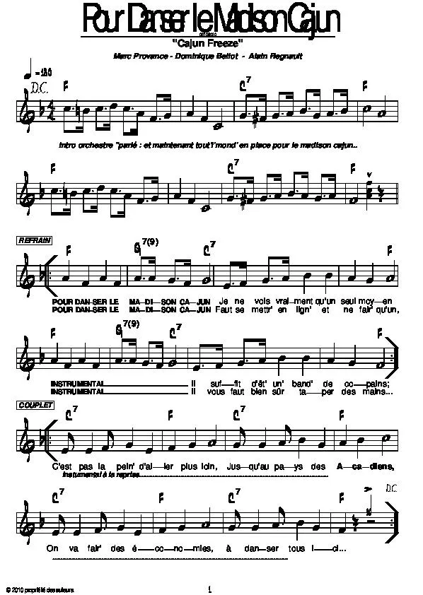 télécharger la partition d'accordéon Pour danser le madison cajun au format PDF
