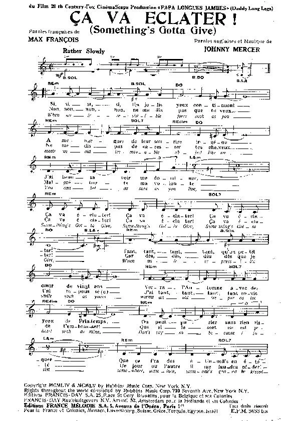 télécharger la partition d'accordéon Ça va éclater (Something's Gotta Give) (Slow) au format PDF
