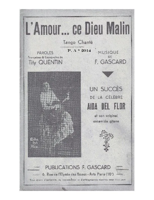 télécharger la partition d'accordéon L'amour ce Dieu malin (Orchestration Complète) (Tango Chanté) au format PDF