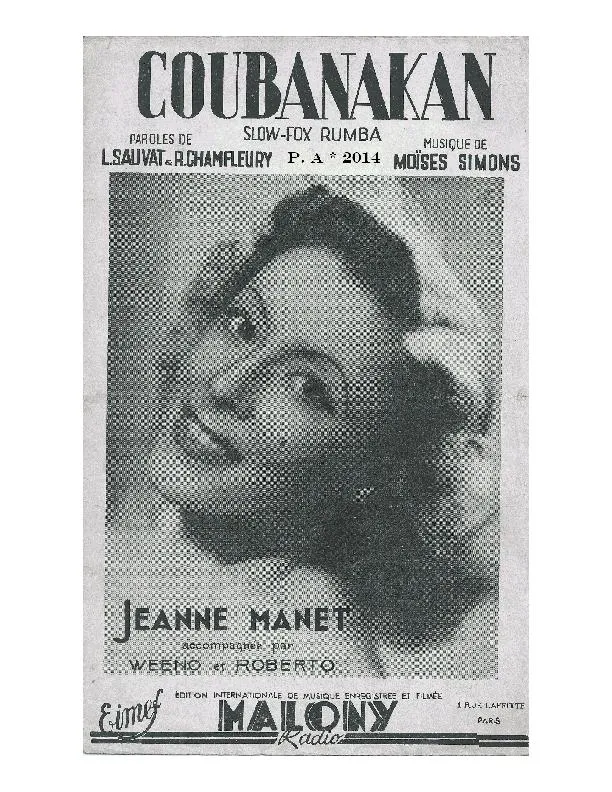 télécharger la partition d'accordéon Coubanakan (Chant : Jeanne Manet) (Slow Fox Rumba) au format PDF