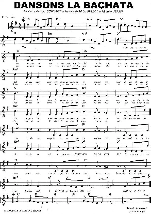 télécharger la partition d'accordéon Dansons la bachata au format PDF