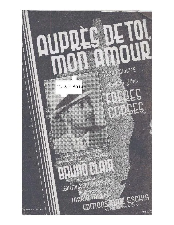 télécharger la partition d'accordéon Auprès de toi Mon amour (Du film : Frères Corses) (Tango Chanté) au format PDF