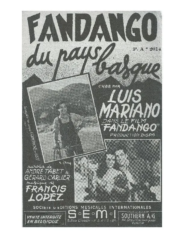 télécharger la partition d'accordéon Fandango du Pays Basque au format PDF