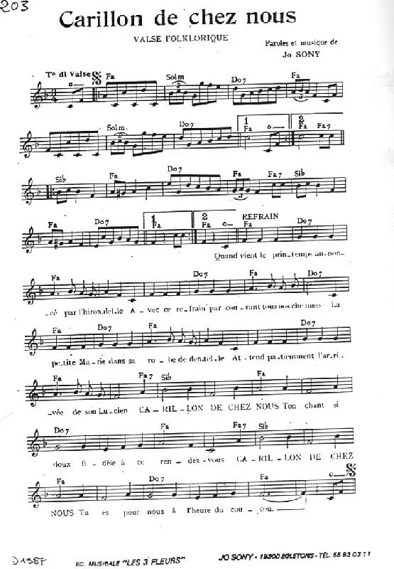 télécharger la partition d'accordéon Carillon de chez nous (Valse Folklorique) au format PDF