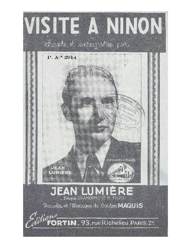 télécharger la partition d'accordéon Visite à Ninon (Chant : Jean Lumière) au format PDF