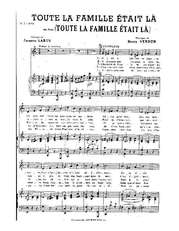télécharger la partition d'accordéon Toute la famille était là (Valse Musette Chantée) au format PDF