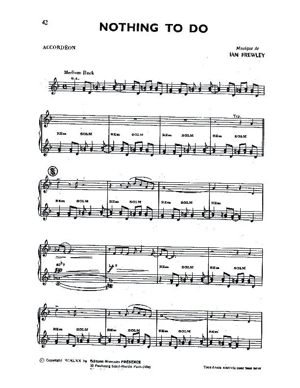 télécharger la partition d'accordéon Nothing to do (Rock) au format PDF